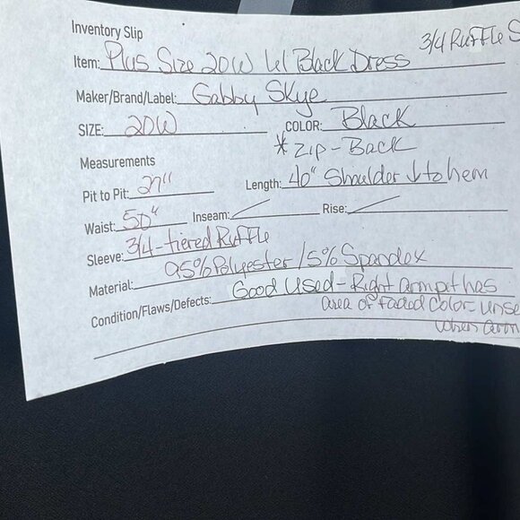 Gabby Skye Plus Size 20W Lil Black Dress Tiered Ruffle Sleeve Party Wedding Form - Picture 2 of 9